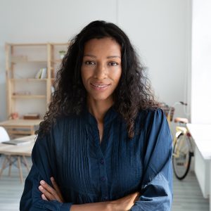 Headshot,Portrait,Of,Young,Successful,African,American,Businesswoman,Posing,In